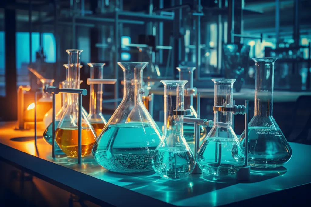 清洁能源气体工厂外景，现代化工业建筑，蓝天白云背景，绿色植被环绕，体现环保理念